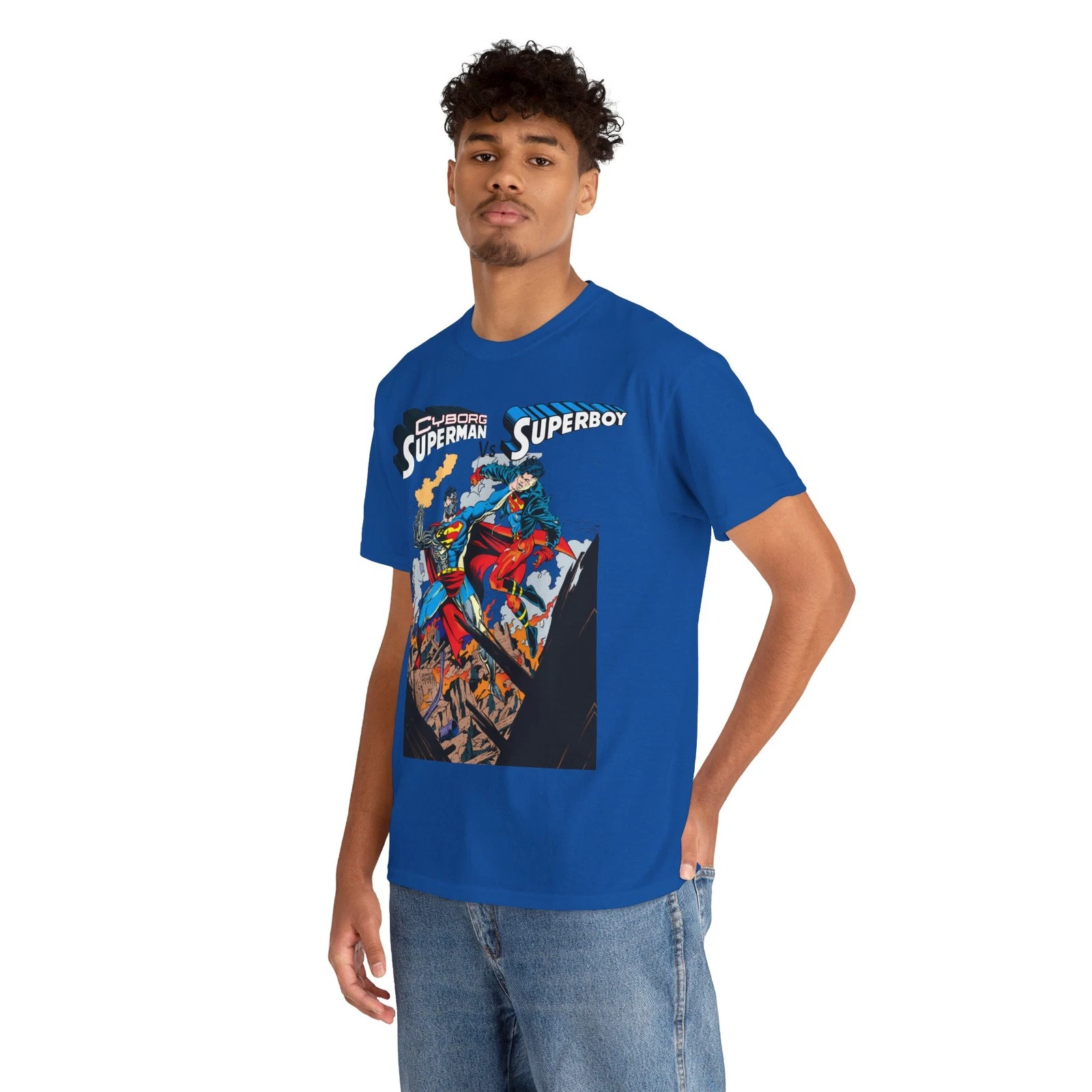 Cyborg Superman Vs Superboy T-Shirt - Tom Grummett Art - DC Comics