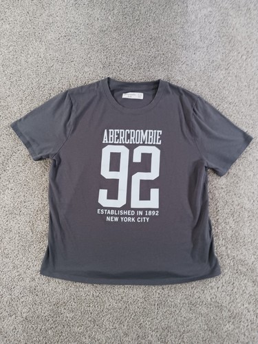 Abercrombie Kids Short Sleeve Shirt 11/12 Gray 92 Graphic Print