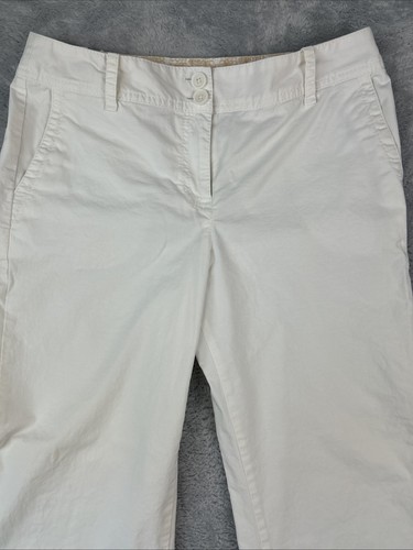 Ann Taylor Loft Wide Leg Ann Pants Womens 10P White Stretch Cotton Coastal - Picture 2 of 10
