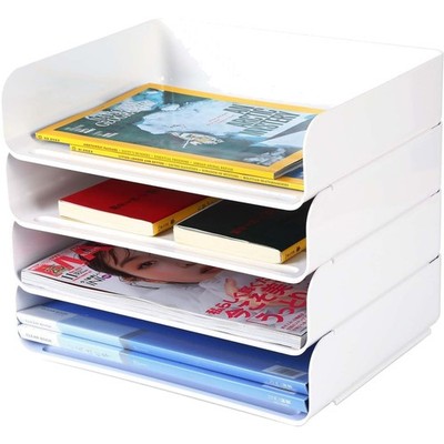 Professionelle Ablagekorb für A4 Dokumente, Briefkorb Organizer, Stapelbar, Weiß