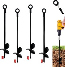 Ground Anchors, Tent Stakes Heavy Duty, Trampoline Anchor Kit, Triple Black