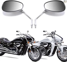 10MM Motorcycle Handlebar Rearview Side Mirrors for Sports Bike Cruiser Chrome