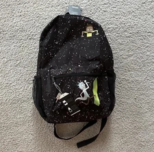 Rick and Morty Book Bag Backpack All Over Print Bioworld 2017 Adult Swim Black