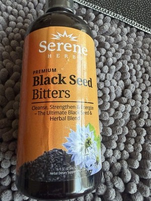 Serene Herbs Premium Black Seed Bitters Herbal Blend Digestive Cleanse 16 fl oz