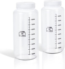 Plastic Bottles with Airtight Caps 32oz/1000ml, Food Grade Wide Mouth Liquid