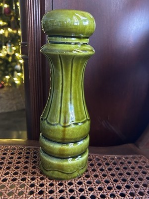 Vintage California Pottery Avocado Green Salt Shaker MCM CALIF USA