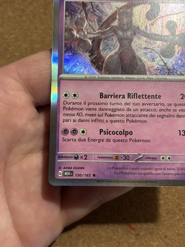 Mewtwo 150/165 RARA HOLO Set Mew 151 Carta Pokemon Italiana Near Mint - Foto 3 di 10
