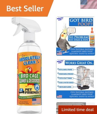 Veterinarian Approved 16oz Bird Cage Cleaner - Safe, Fast and Fragrance-Free