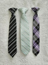 Set of 3 Kids Clip On Ties Suit for Boys Girls Mint Green Black Purple