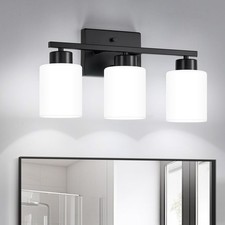 Black Bathroom Light Fixtures, 3-Light Modern Vanity Light Over Mirror, Wall ...