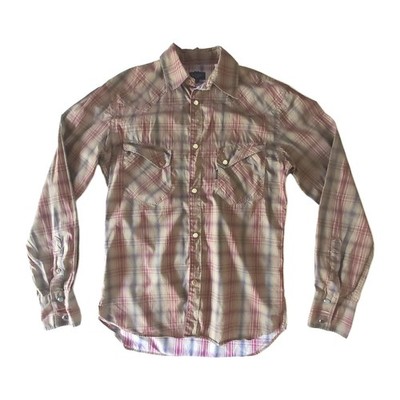 Paul Smith Hemd Herren Small Mehrfarbig Kariert Perlen Druckknopf Western 100% Baumwolle