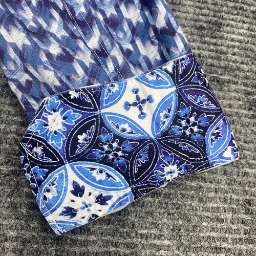 Robert Graham Geometric Abstract Design Button Up Shirt Mens L Long Sleeve Blue - Picture 9 of 11