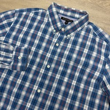 Banana Republic Multicolor Plaid Soft Wash Tailored Slim Fit Button Down Sz XLT