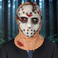 Hockey Mask - Natural Latex W/ Movie Detailing Scars Prank-Ready for Hallowe