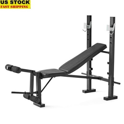 Standard Weight Bench Rack Leg Press Adjustable Fitness Equipment Home Gym New