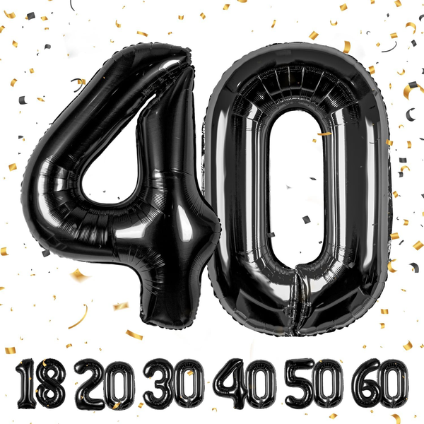 40 Geburtstag Deko Zahlen Luftballon 40 Jahre | Folienballon Schwarz - FüR 40. G-image