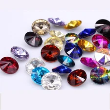 Rivoli Cabochons 6mm to 25mm Fancy Round Crystal Beads Clothing Jewelry Applique