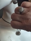 EU DESIGNER Silver 3pc Set Zircon Pendant, Ring Size 9 & Leverback Earring  — photo 7