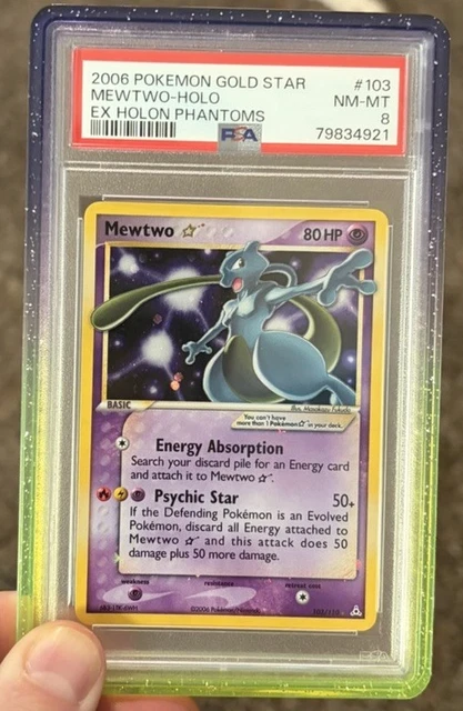 2006 POKEMON EX HOLON PHANTOMS GOLD STAR #103 MEWTWO-HOLO PSA 8 💎