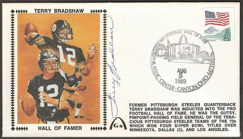 Terry Bradshaw Signed Hall of Fame HOF Gateway Stamp Cachet Pittsburgh Steelers