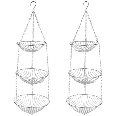 3-Tier Kitchen Wire Storage Basket Hanging Fruit Storage 2 Pack