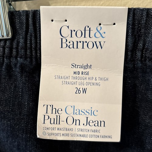 Croft & Barrow Women's Pull On Denim Jeans Elastic Waist Straight NEW W/Tag 26W - Picture 4 of 9