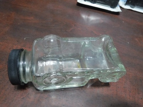 Vintage Bubble Gumball Car - Clear Glass Candy Container with black lid  5" Long - Picture 5 of 5