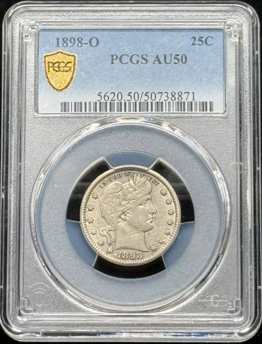 1898 O Barber Quarter PCGS AU-50 - Picture 1 of 3