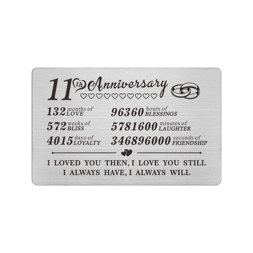 11th Anniversary Card Gifts for Him Her, 11 Year Wedding Anniversary Wallet C...