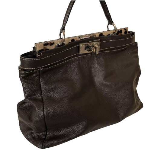 Italian Butter Soft Leather Handbag Peakaboo Animal Hide Large One Handle Gold.. - Picture 4 of 12