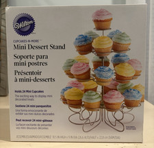 Wilton Cupcakes -N- More Mini Dessert Stand Silver Holds 24 Mini Cupcakes NEW