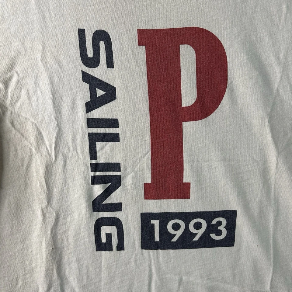 Camiseta Polo Ralph Lauren Vintage Para Hombre XL Vela 1993 Blanca Foto 2 de 4