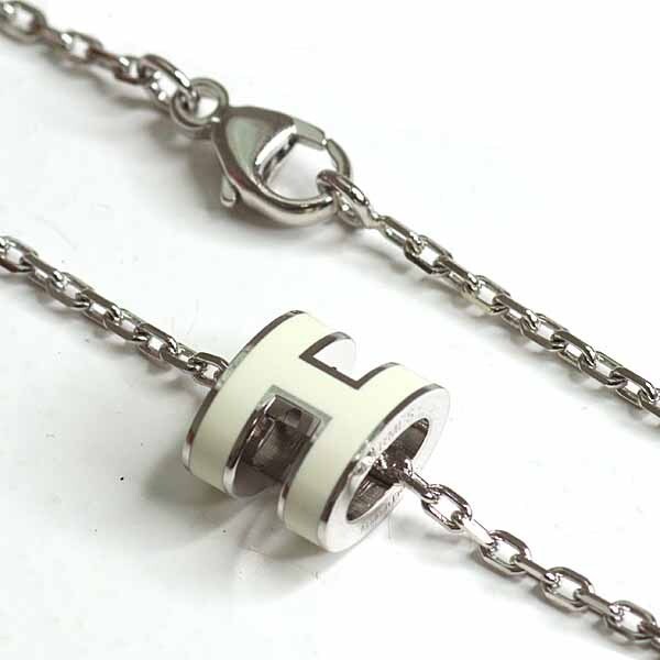 Hermes mini Necklace pop ash Pendant white Silver hardware 179790