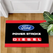 Ford Power Diesel Doormat – Polyester Felt Garage Decor Rug, Truck Entry Mat