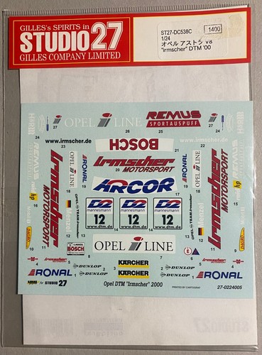 STUDIO27 DECAL 1/24 - Ref.DC538C - OPEL ASTRA V8 COUPE' - IRMSCHER - DTM 2000