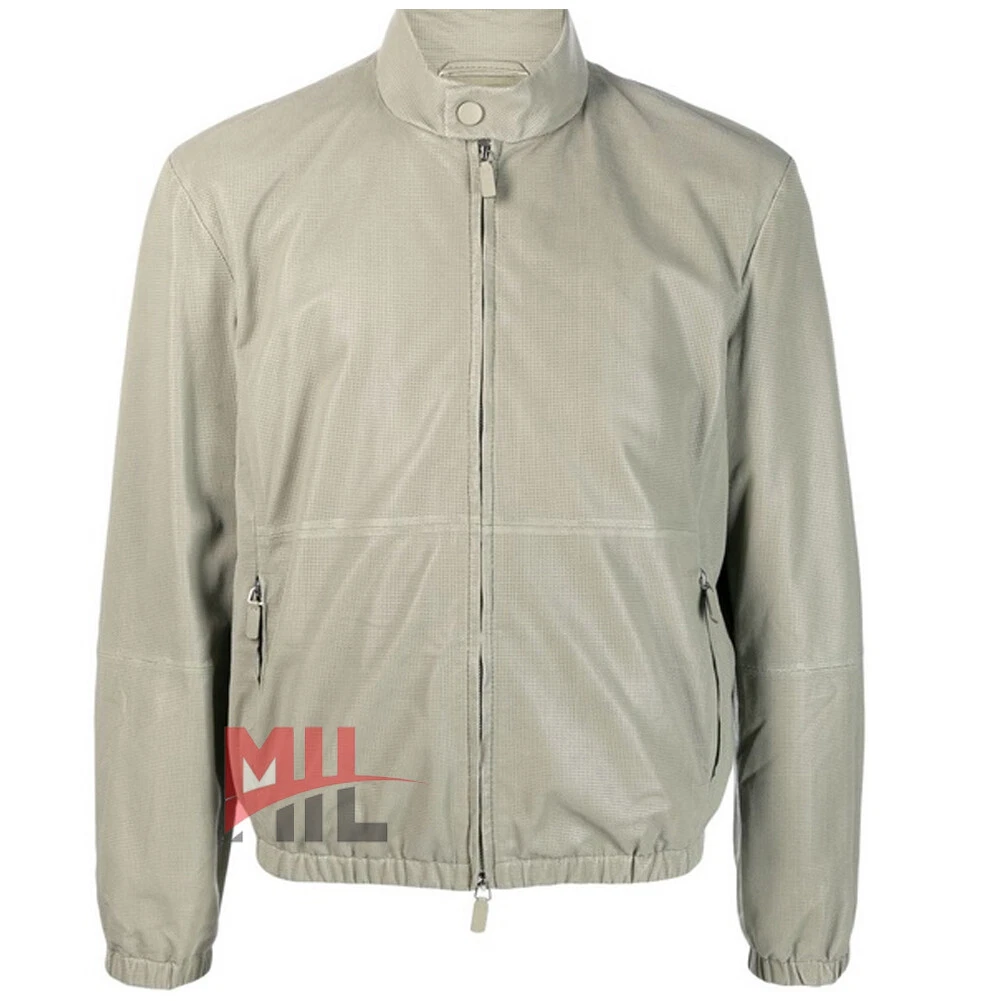 Handmade Men's Gray Color Fashion Jacket, Genuine Leather Biker Jacket