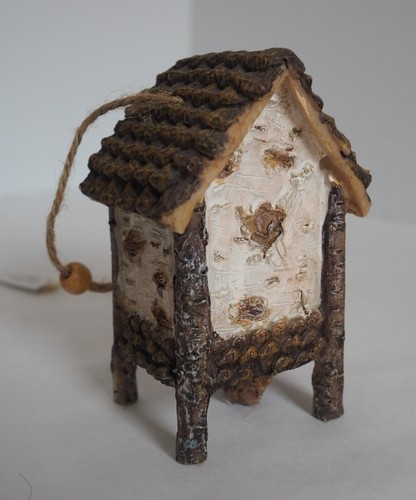 GANZ Wood Bird House Ornament Twigs Tree Bark 3" Pine Cone - Picture 3 of 5
