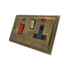 Victorian Step Edge Antique Brass Plug Sockets Light Switches Dimmers Full Range