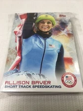29 CARDS OF 2014  TOPPS OLYMPIC ALLISON BAVER GOLD PARALLEL CARD #6 SPEEDSKATING