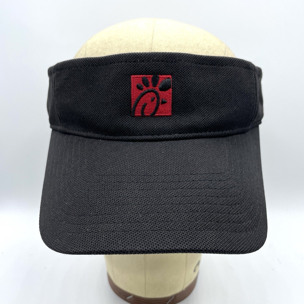 Chick-Fil-A Visor Adult Strapback Black Hat Cap Red Employee Sun Work  Uniform