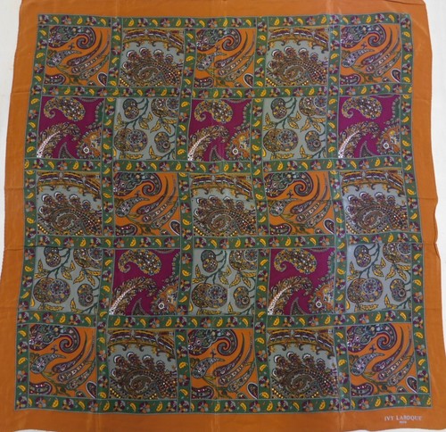 Foulard Vintage 100% Soie Femme Da Maren - Années 80 - 74x76cm - Fabriqué Italie