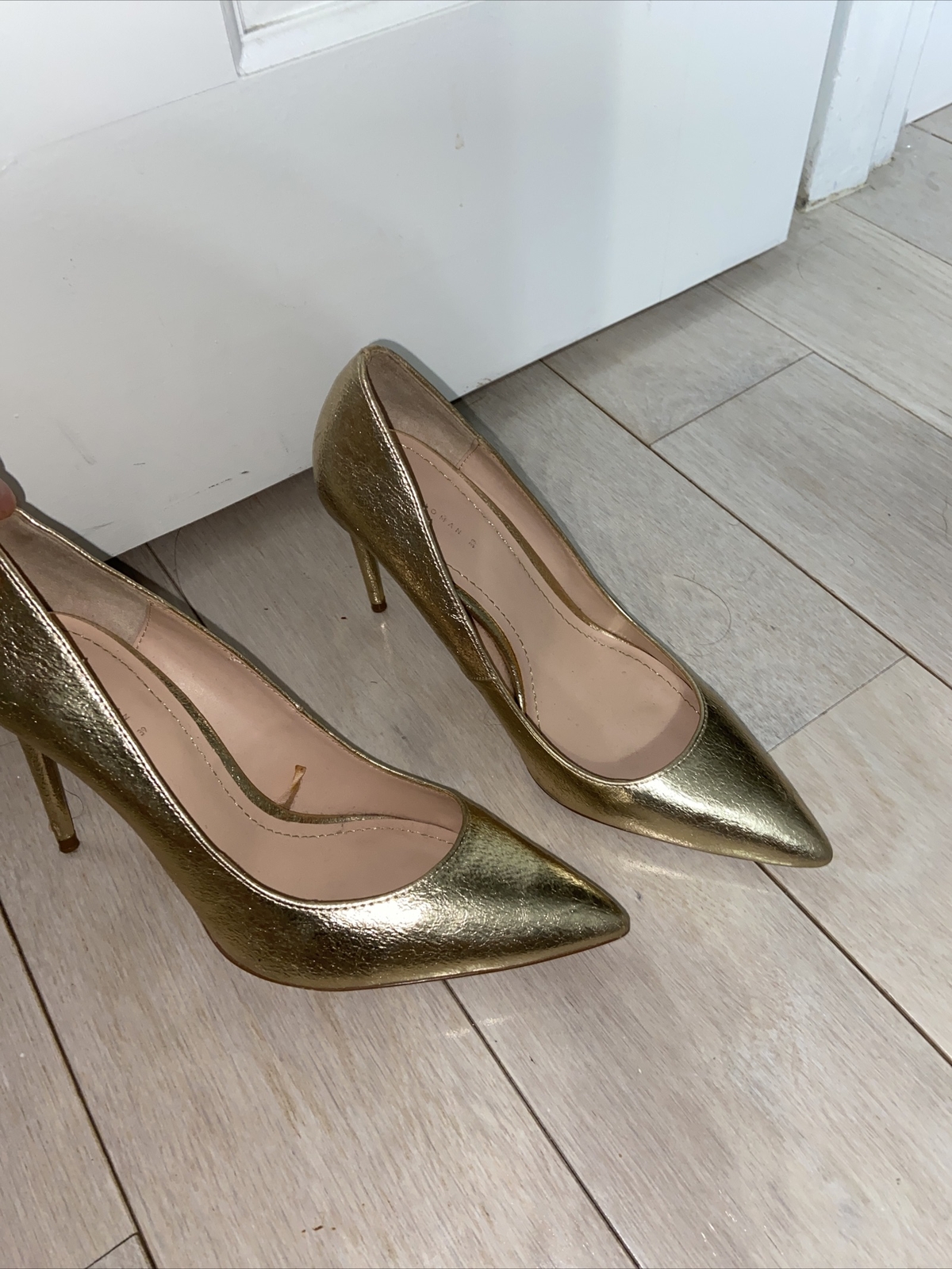 zara gold pumps