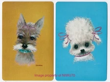 Giordano dogs poodle terrier  1970s  vintage swap card playing card