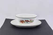 VILLEROY & BOCH NAIF FARMLAND GRAVY BOAT WITH ATTACHED UNDERPLATE - NEW