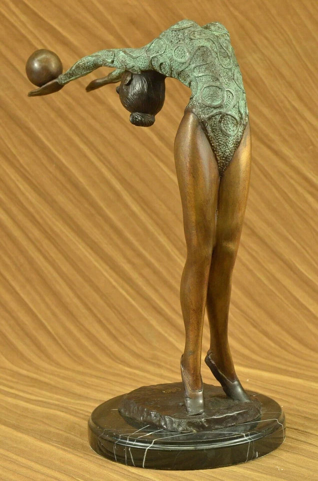 Rare Original Art Deco Sport Gymnast Bronze Sculpture Statue Marble Base Figure - Image 4 of 4