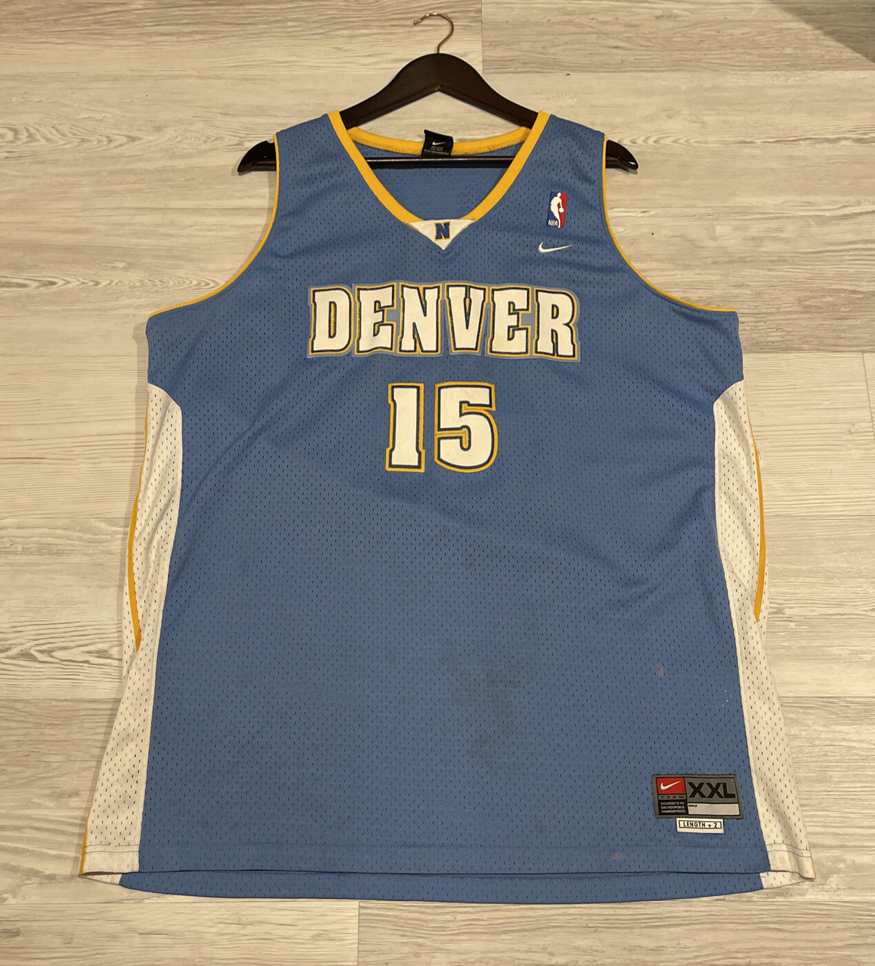 Maillot NBA Pas Cher Denver Nuggets Carmelo Anthony 15 Retro Bleu Fdv883 9