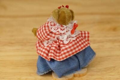 Little Gem Teddy Bears Toy Miniature Bear BILLY JO Gingham Denim