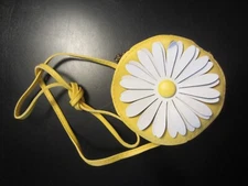 NEW Toddler Child Purse Crossbody Bag Yellow Faux Leather Large White Daisy
