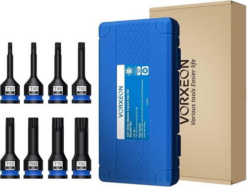 Compact 8-Piece Star Torx Impact Bit Socket Set - Enhanced Torque Performance - Foto 8 di 8