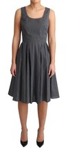 DOLCE & GABBANA Dress Black Polka Dotted Cotton A-Line IT42 / US8 / M RRP $1400